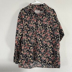 Pronto Uomo Made in Italy Long Sleeve Black Red Floral Button Down Casual XL